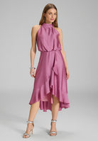Cocktailkleid aus Satin mit Volant raspberry pink