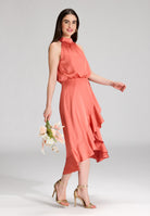 Cocktailkleid aus Satin mit Volant