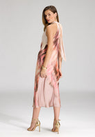 Bedrucktes Slip Dress aus Satin mit Stehkragen