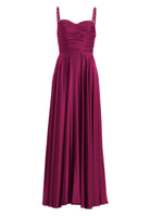 Satinkleid mit drapiertem Top und bestickten Trägern