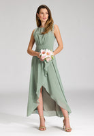 Abendkleid mit Vokuhila Rock pistachio green