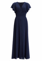 Chiffon Jumpsuit mit Überrock und Volantärmeln