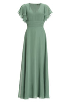 Chiffon Jumpsuit mit Überrock und Volantärmeln