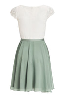 Zweifarbiges Cocktailkleid aus Spitze-Chiffon-Mix