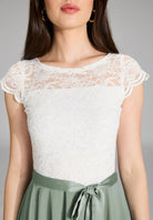 Zweifarbiges Cocktailkleid aus Spitze-Chiffon-Mix