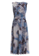 Midi Kleid aus weichem Mesh mit abstraktem Druck