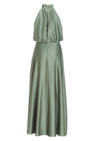 Abendkleid aus nachhaltigem Satin mit amerikanischem Ausschnitt und Beinschlitz