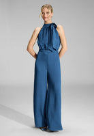 Jumpsuit mit Schluppe aus Satin azure blue