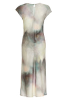 Slip Dress aus gehämmertem Satin mit abstraktem Druck