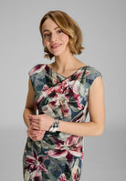 Etui Kleid aus bedrucktem Scuba mit Drapierung