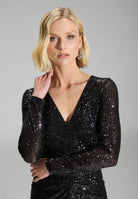 Gerafftes Abendkleid aus elastischer Paillette