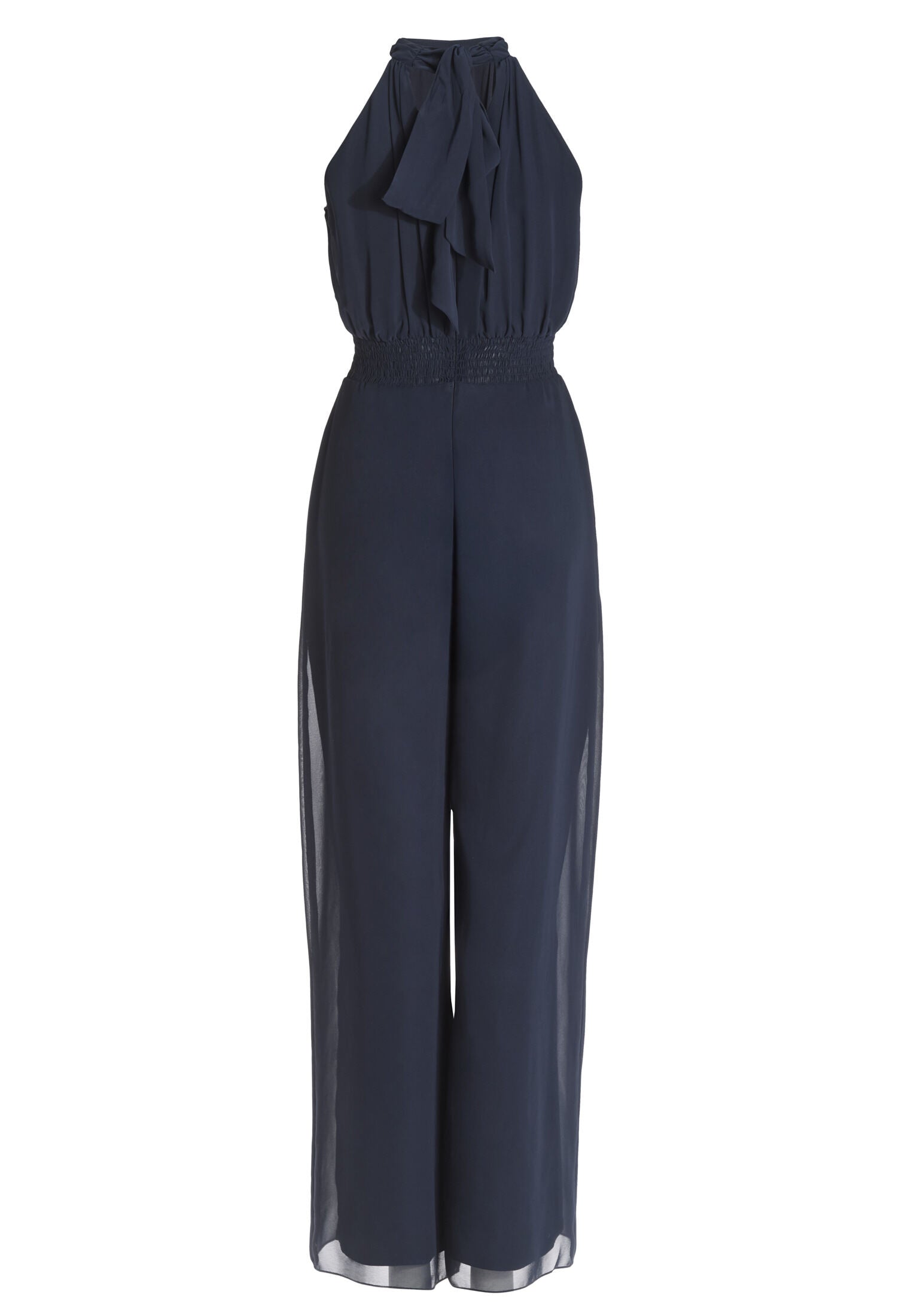 Chiffon Jumpsuit mit Smokbund