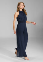 Chiffon Jumpsuit mit Smokbund
