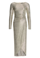 Abendkleid in 7/8 Länge aus foliertem Jersey mit Beinschlitz