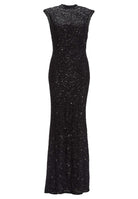 Hochgeschlossenes Paillettenkleid mit Rückenausschnitt