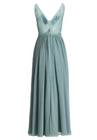 Abendkleid mit Chiffonrock und Stickerei