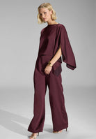 Hose aus Satin mit geradem Bein und Taschen