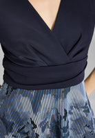 Midi Kleid mit Rock aus bedrucktem Ottoman