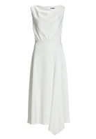 Cocktailkleid aus Satin mit Wasserfall Ausschnitt und seitlichem Godet