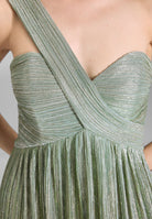 Abendkleid One Shoulder aus glänzendem Plissee Jersey