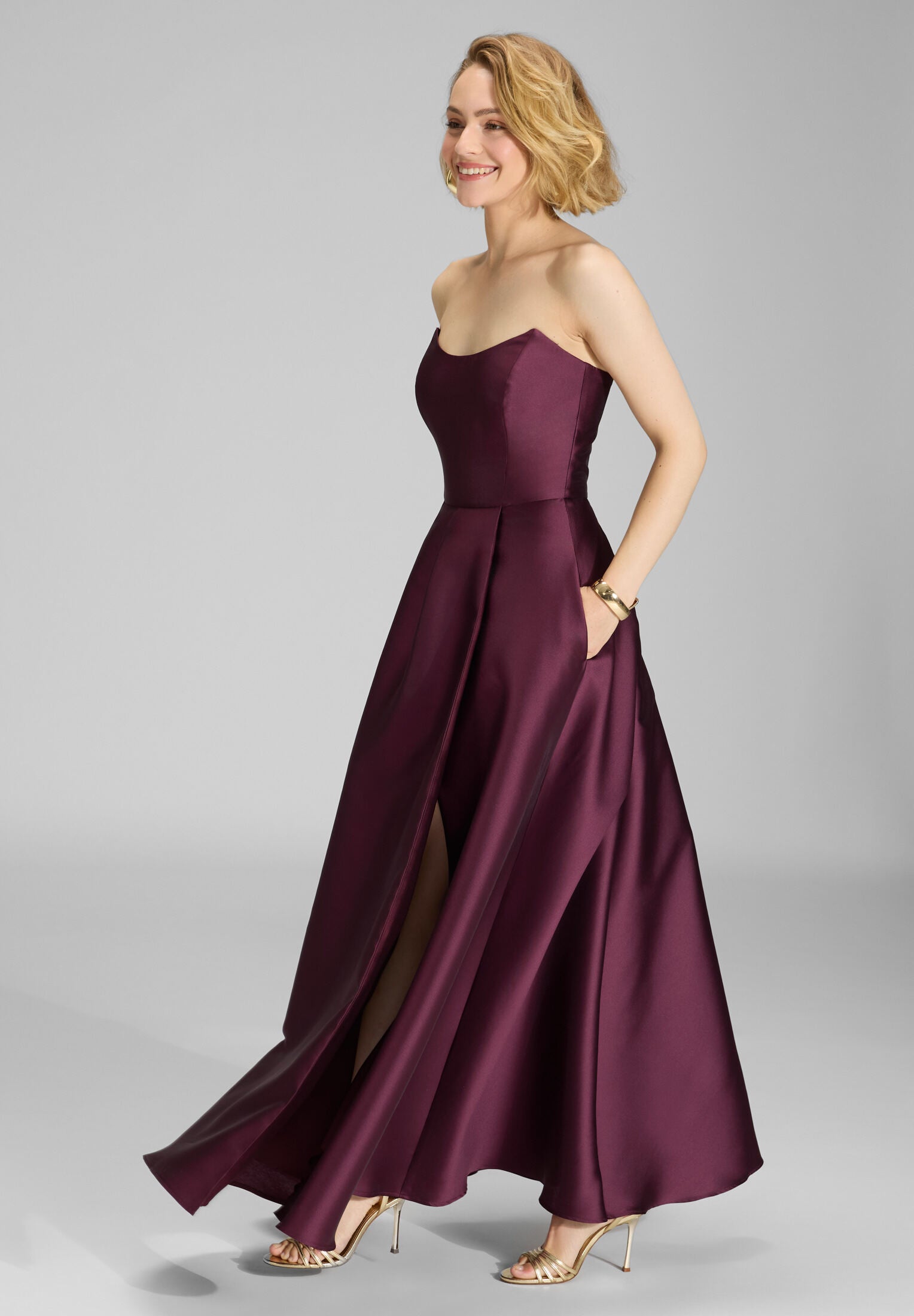 Abendkleid aus edlem Twill mit Korsage Oberteil