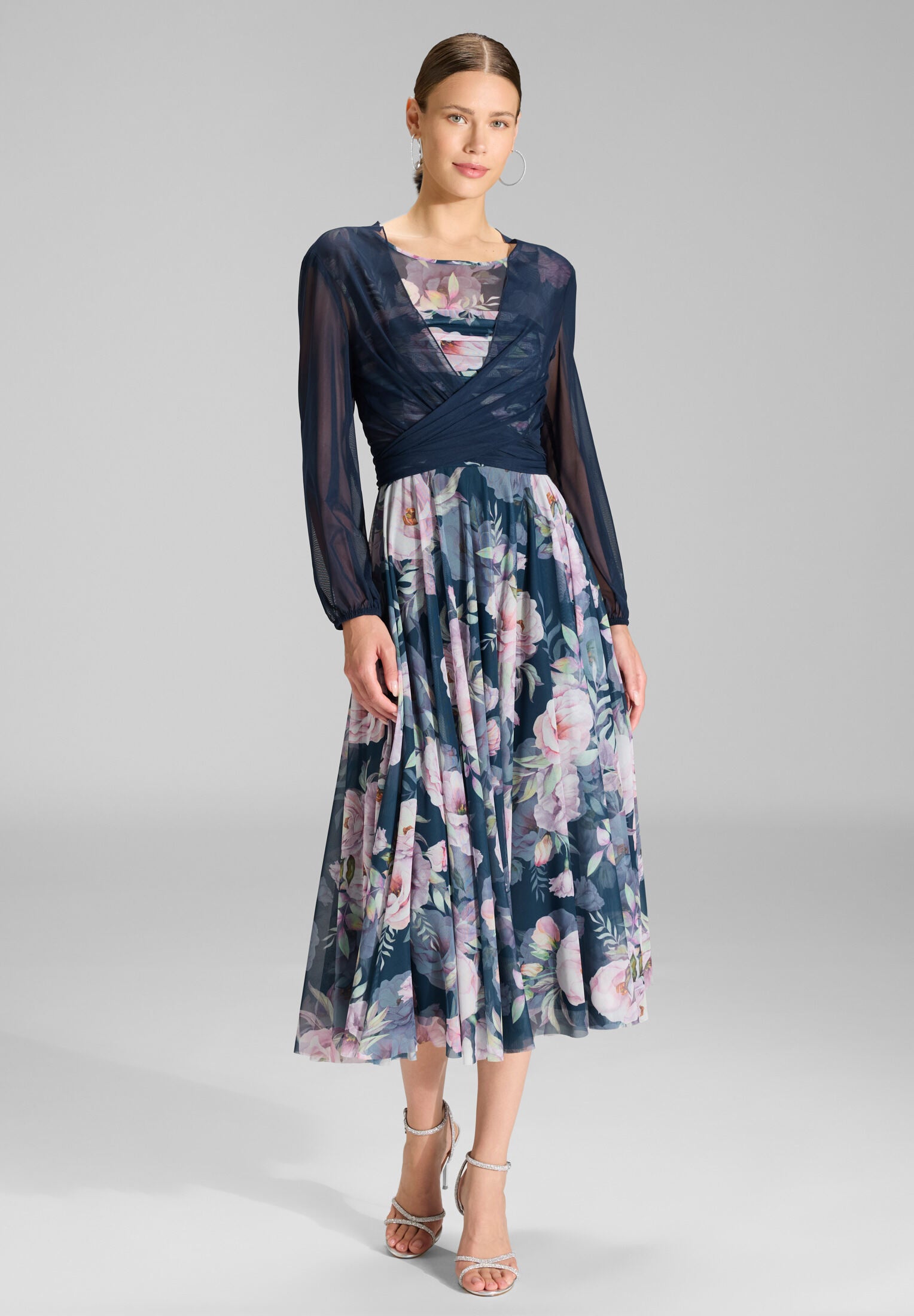 Wickelbolero aus Mesh navy