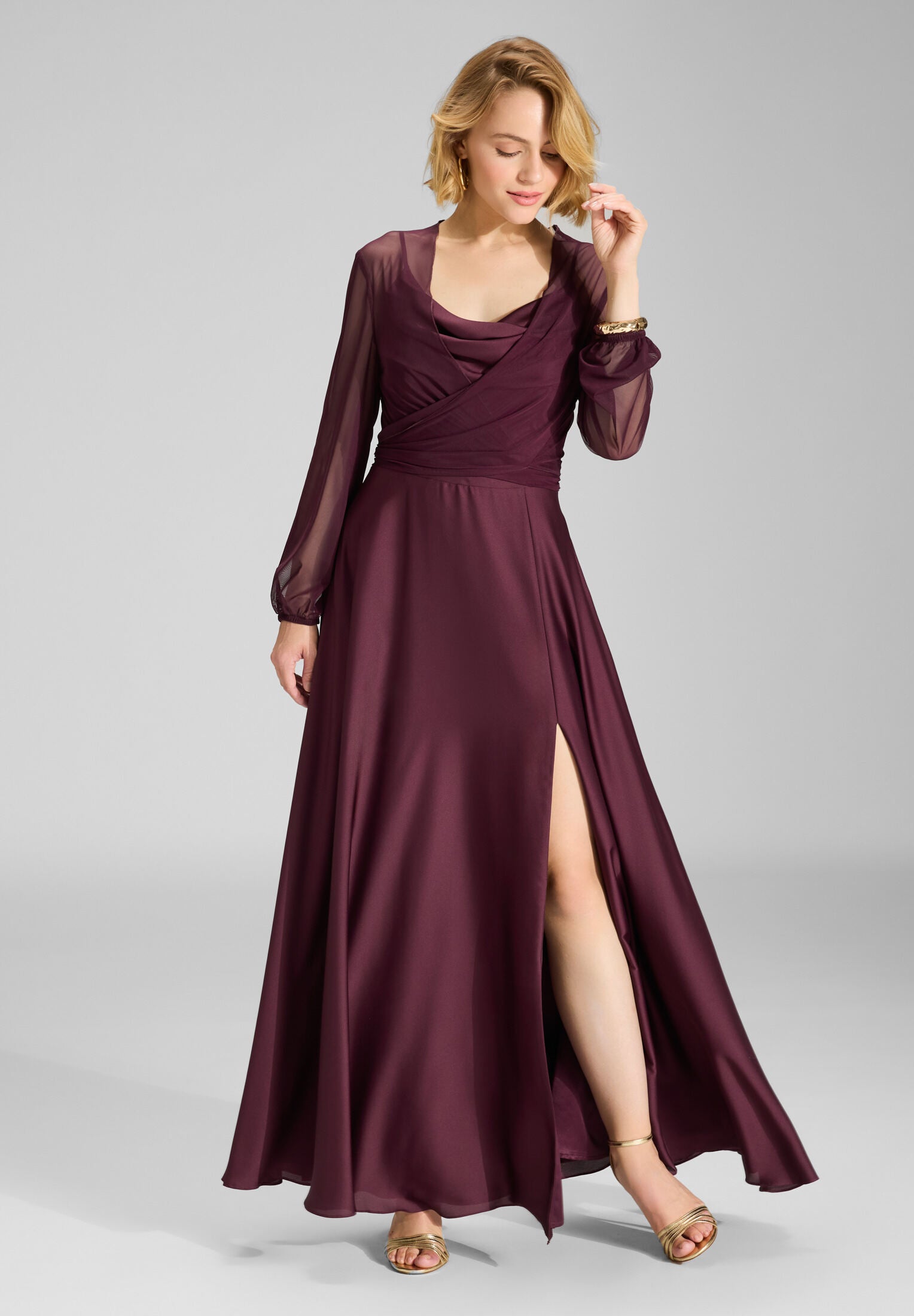 Wickelbolero aus Mesh merlot red