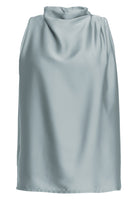 Ärmelloses Top aus nachhaltigem Satin mit Drapierung am Kragen