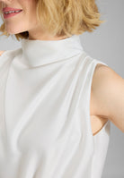 Ärmelloses Top aus nachhaltigem Satin mit Drapierung am Kragen