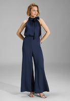 Jumpsuit mit Schluppe aus Satin navy