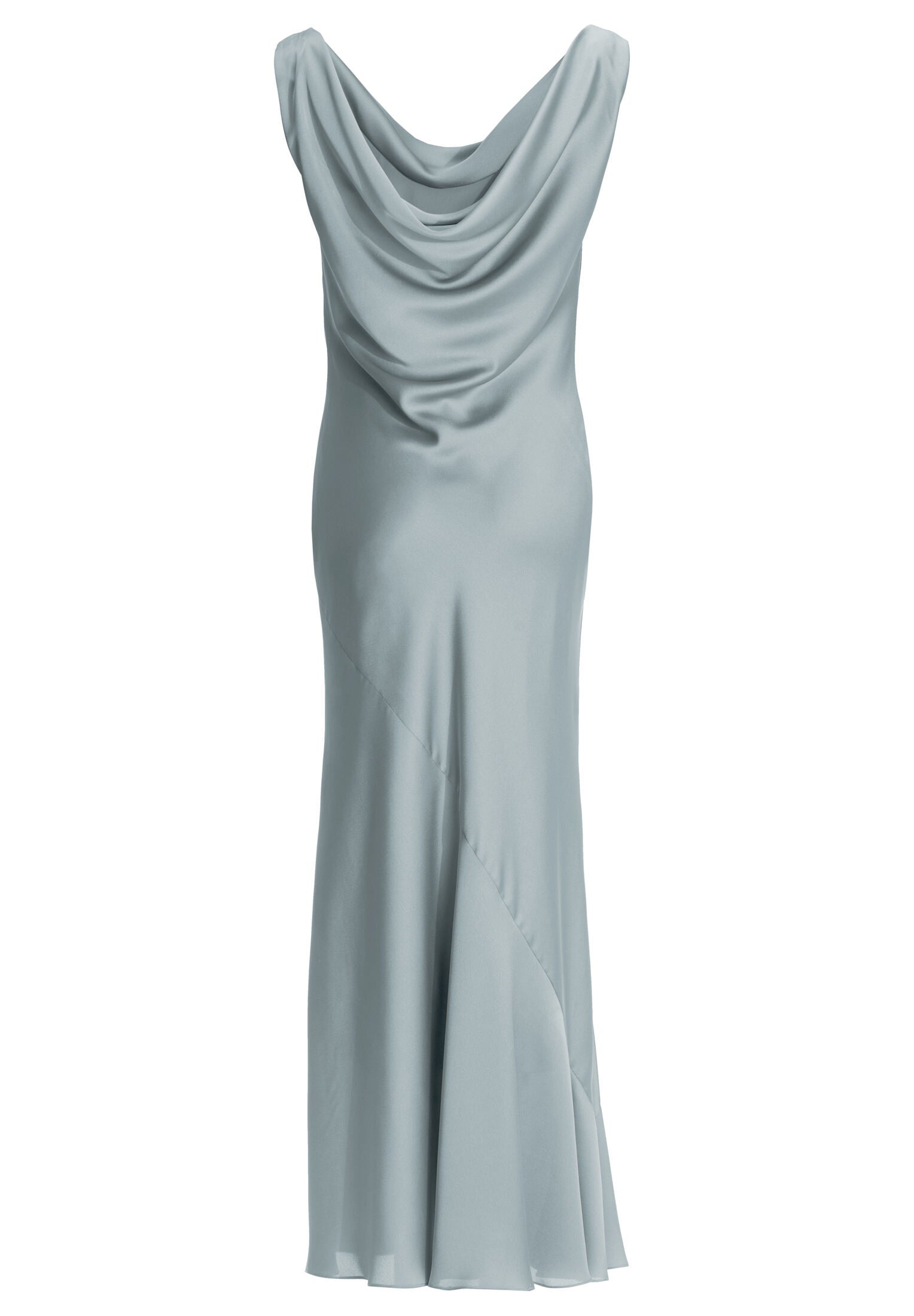 Abendkleid aus nachhaltigem Satin mit Wasserfall Ausschnitt