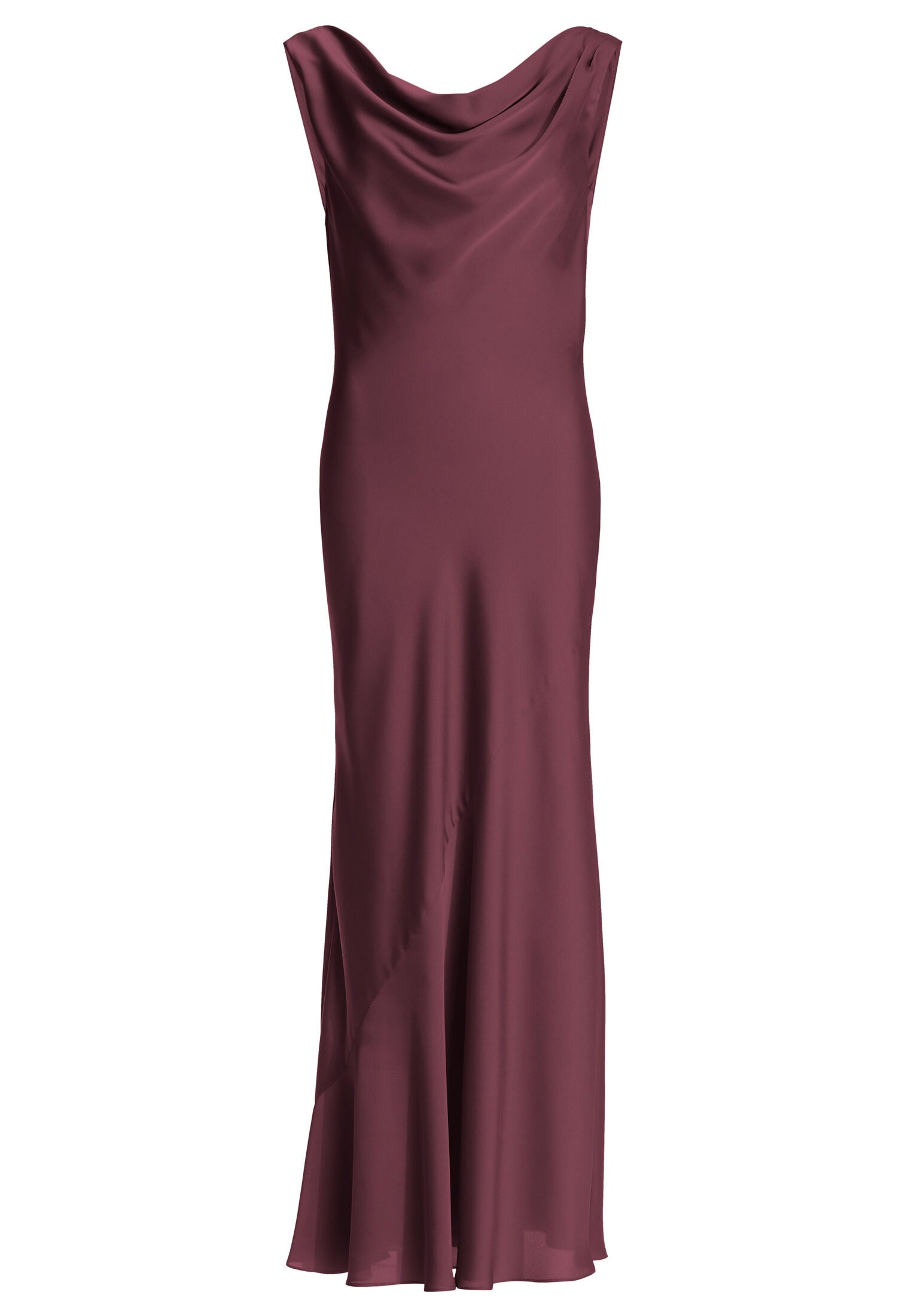 Abendkleid aus nachhaltigem Satin mit Wasserfall Ausschnitt