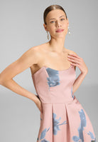Abendkleid aus bedrucktem Twill mit Korsage Oberteil
